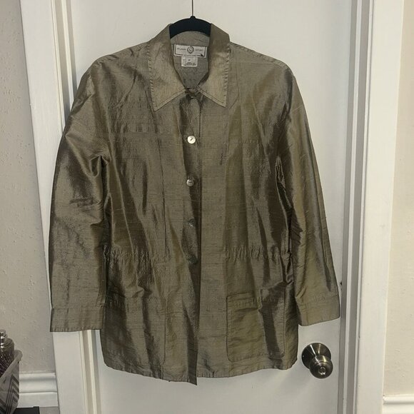 St. John Sport by Marie Green Long Sleeve Button Down Tie Waist Jacket Top Sz P - Picture 2 of 11